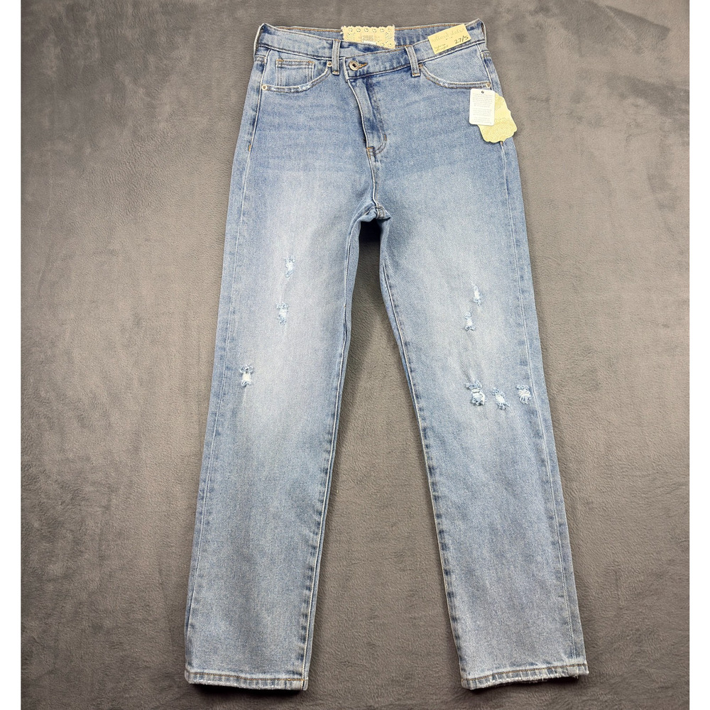 NWT Altar'd State Light Blue Women's Distressed Straight-Leg Jeans